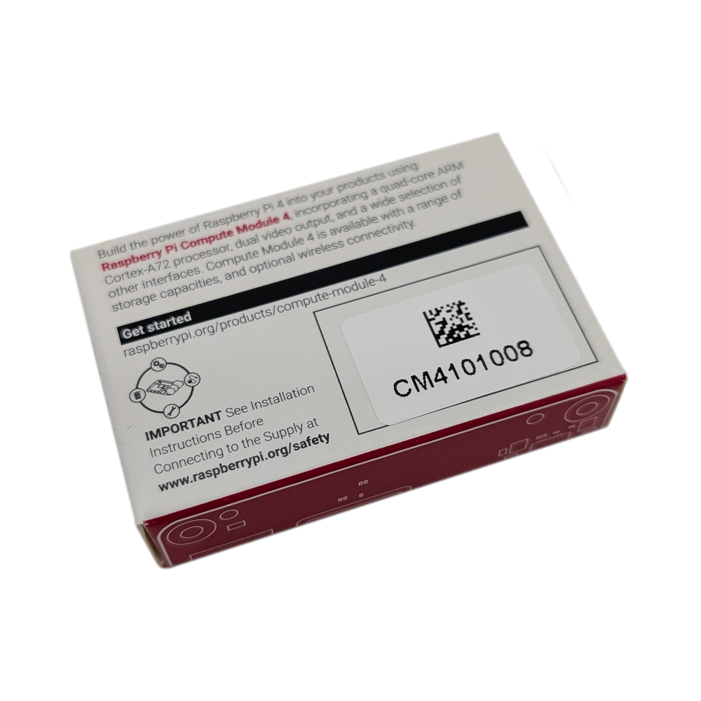 Originalverpackung des Raspberry Pi Compute Module 4 CM4101008 Rückansicht