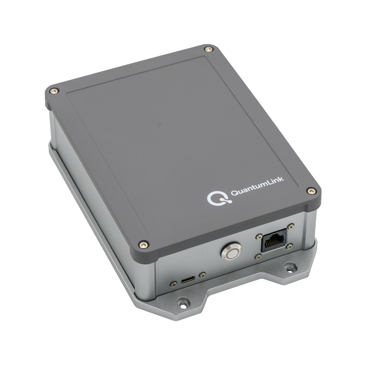QuantumLink Indoor Gateway – Linke Vorderansicht, Smart Home & Edge-Computing-Device mit Raspberry Pi CM4.