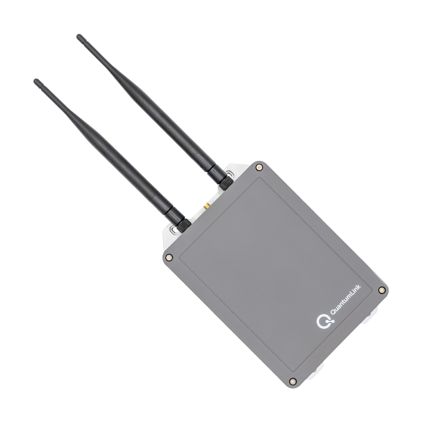 QuantumLink Indoor Gateway – Oberansicht mit Antennen, energieeffiziente Steuerzentrale für IoT & DePIN-Anwendungen.